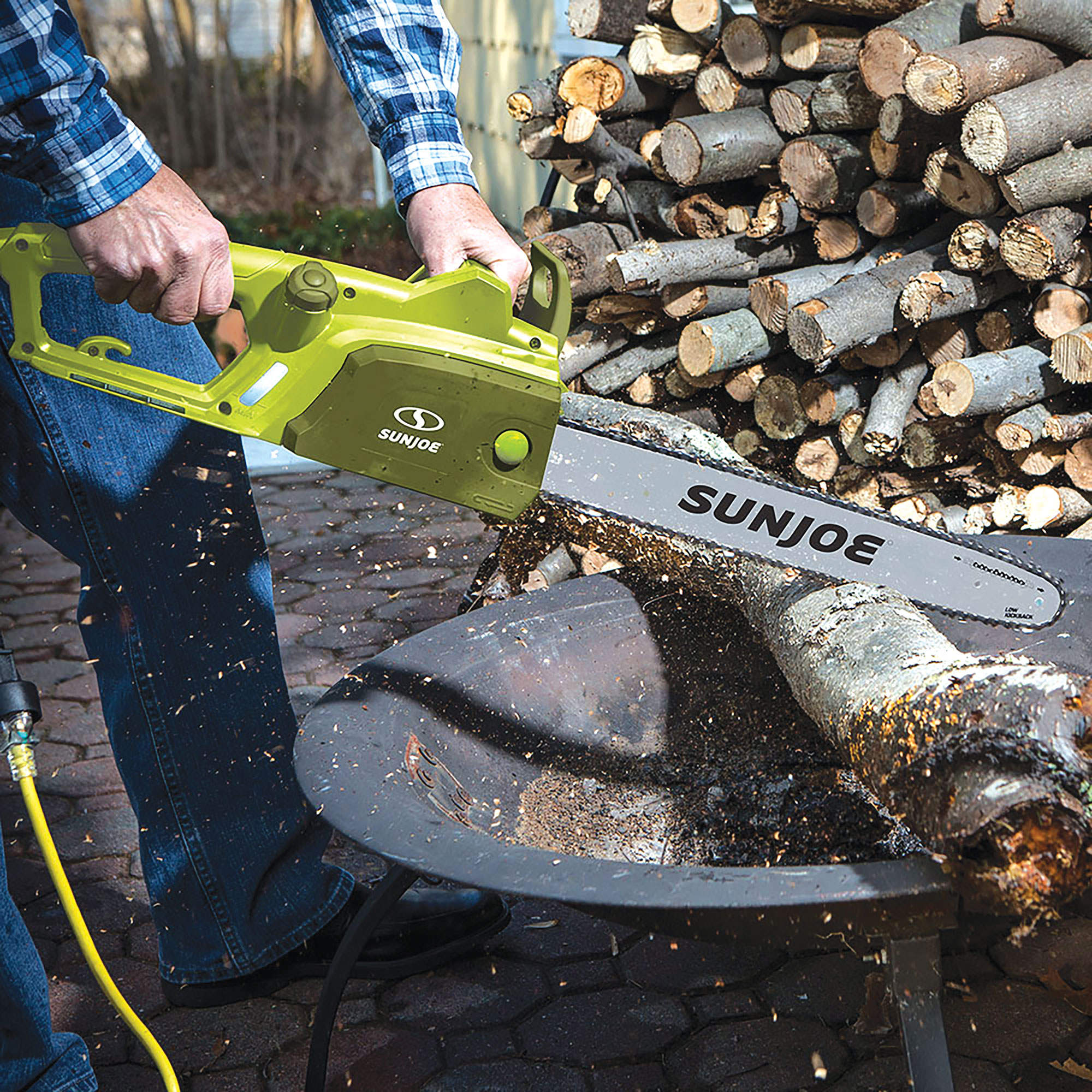 chainsaw in use