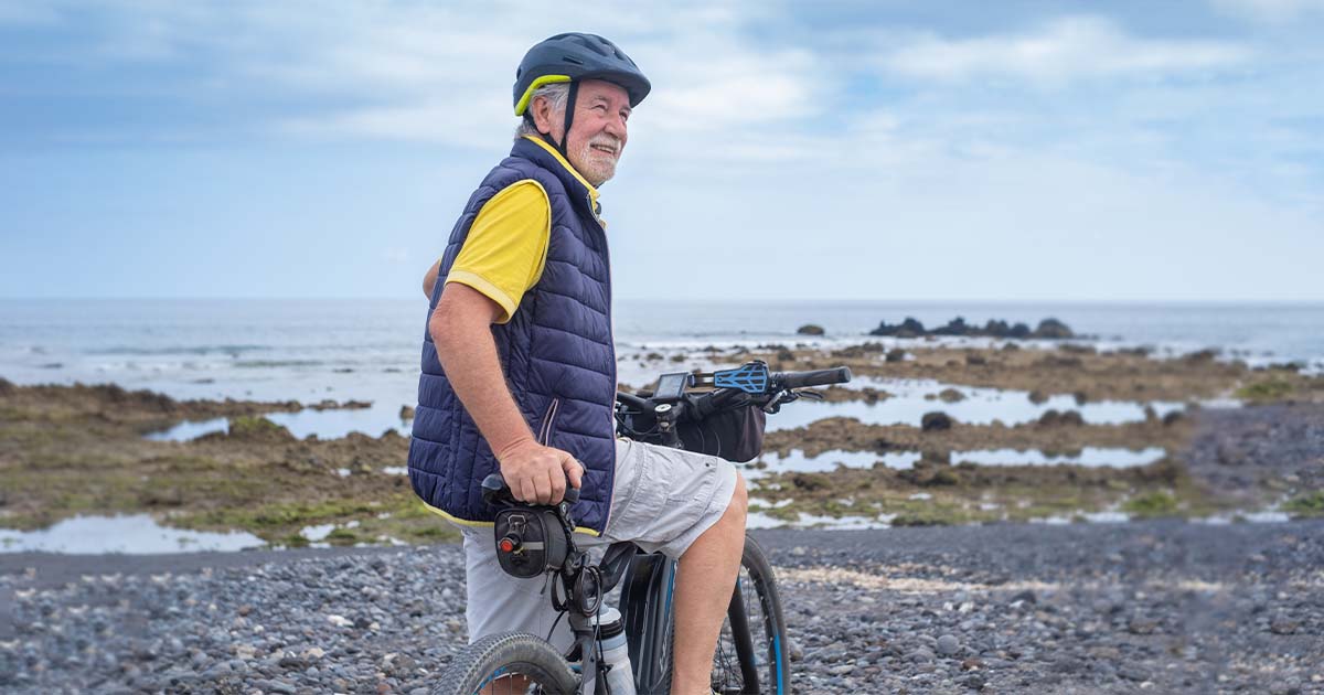 adult riding an e-bike