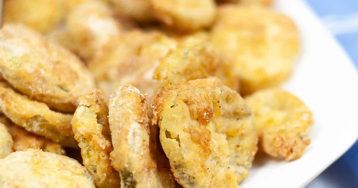 Air fried pickles on a plate