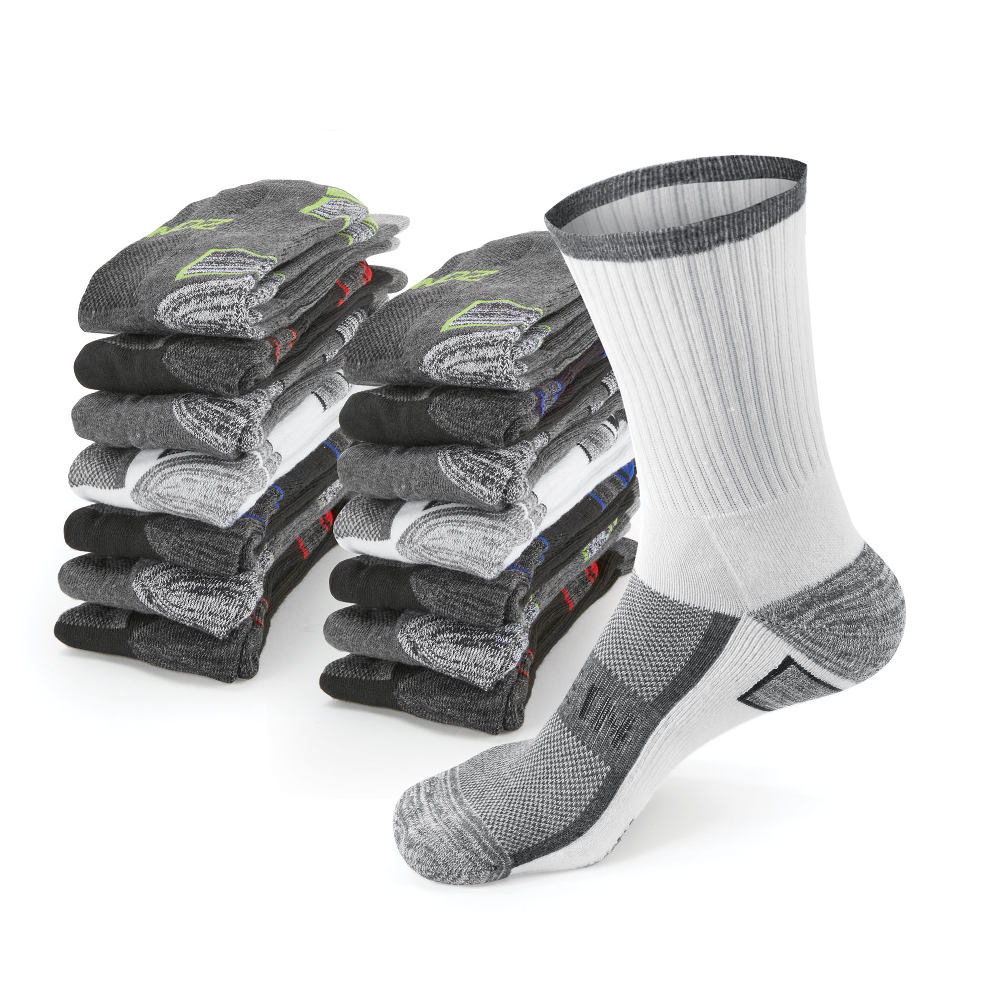 Zone-In Men's Multi Crew Socks - 15 Pack