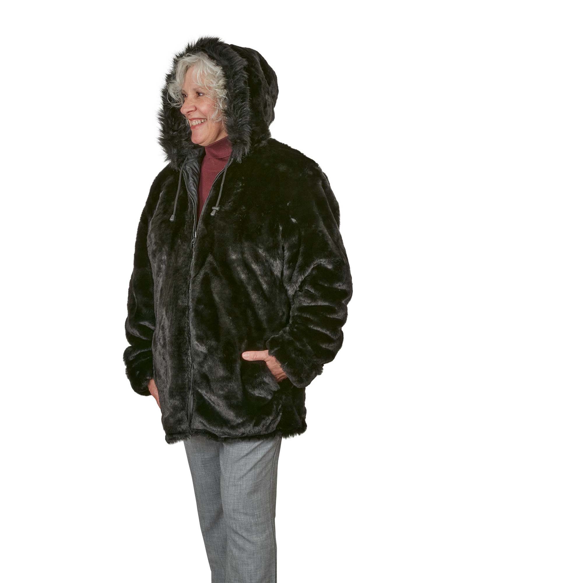 Victory Sportswear Ladies Faux Fur Coat