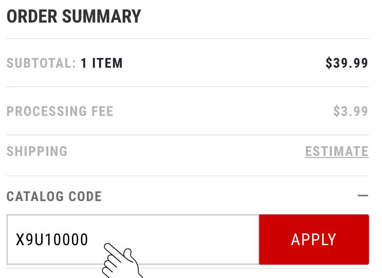 Enter Your Catalog Code and Apply it to Your Order